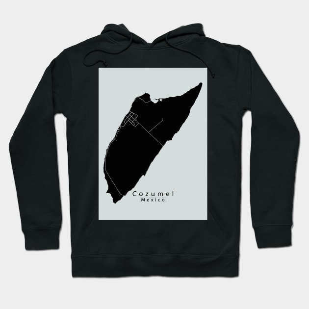 Cozumel Mexico Island Map dark Hoodie by Robin-Niemczyk